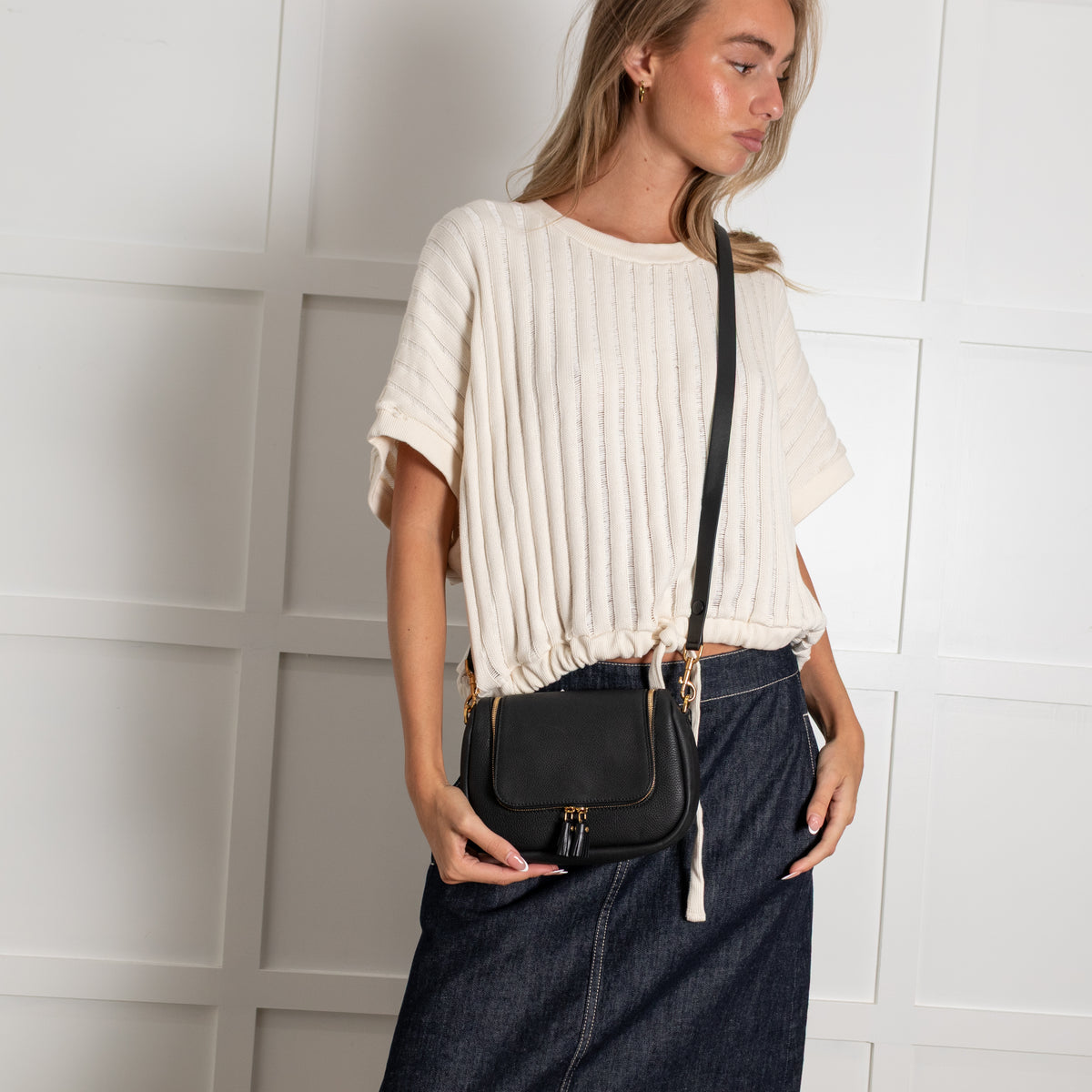Anya Hindmarch Black Leather Vere Crossbody Bag