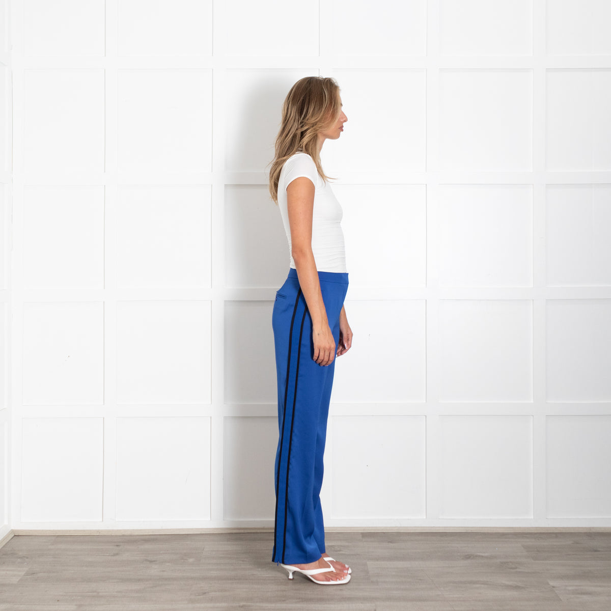 Me +Em Royal Blue Tailored Trousers With Black Side Stripe UK 6