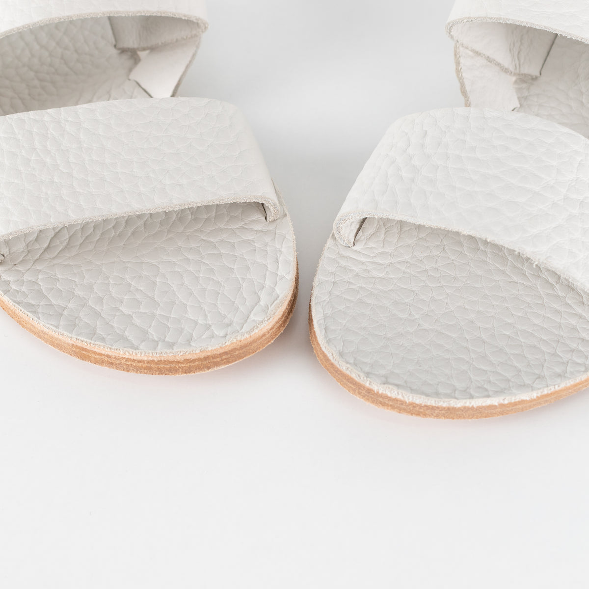 Ancient Greek White Textured Leather Sandals With Buckle
