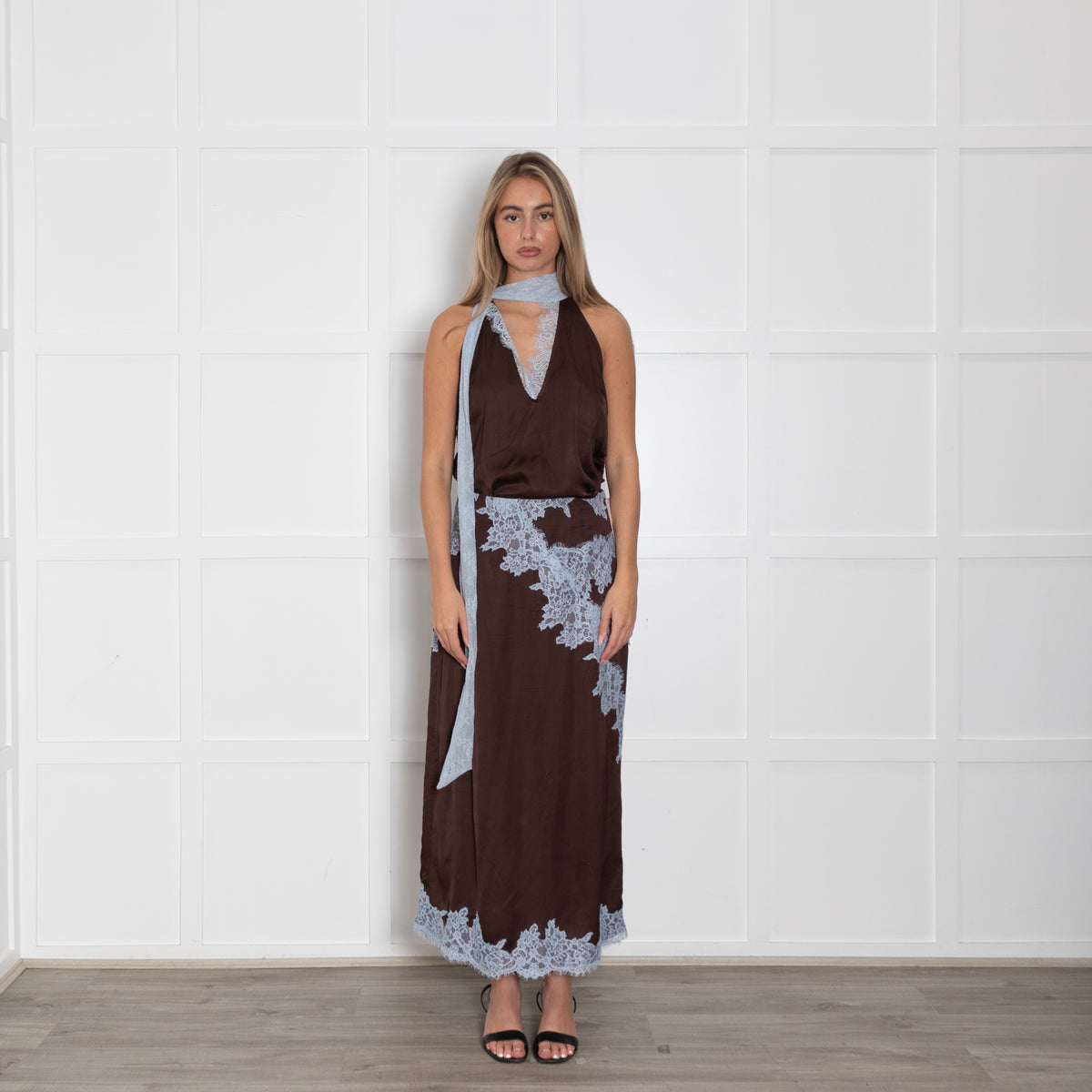 never fully dressed brown and blue lace Never Fully Dressed - Chocolate Blue Lace Top