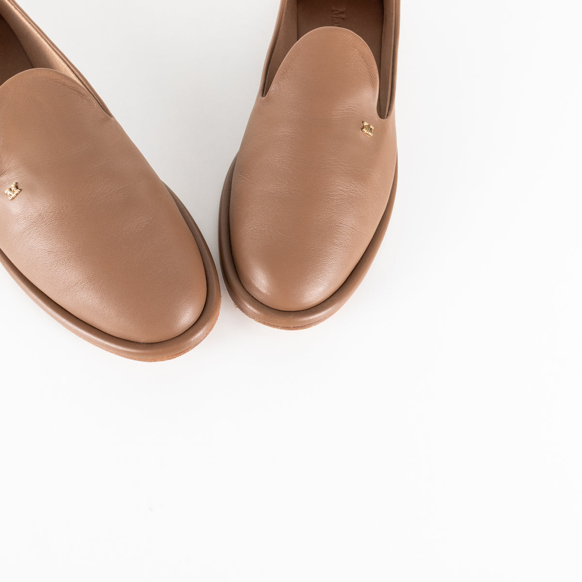 Max Mara Brown Leather Leen Slippers