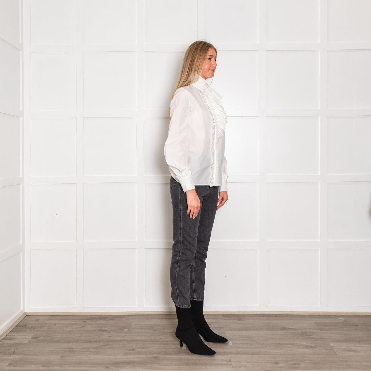 Lanvin White Frill Neck Cotton Shirt