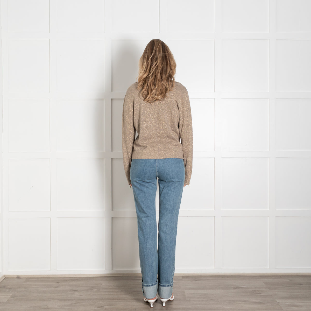 Crumpet Grey Gold Cashmere Blend Zip Up Cardigan