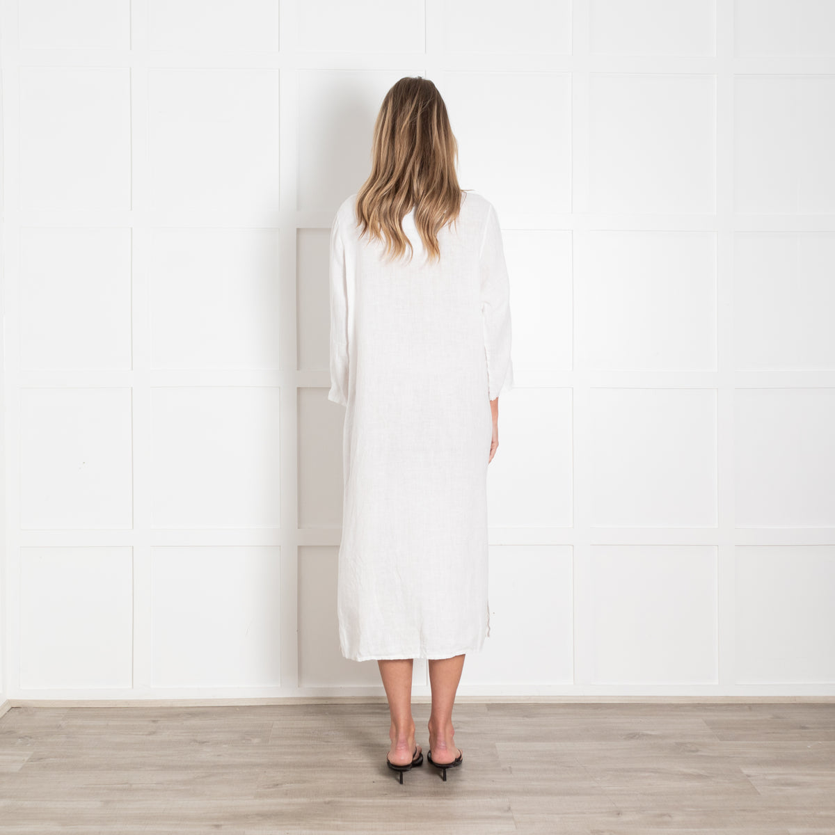 Cecile Wang White Linen Shirt Dress
