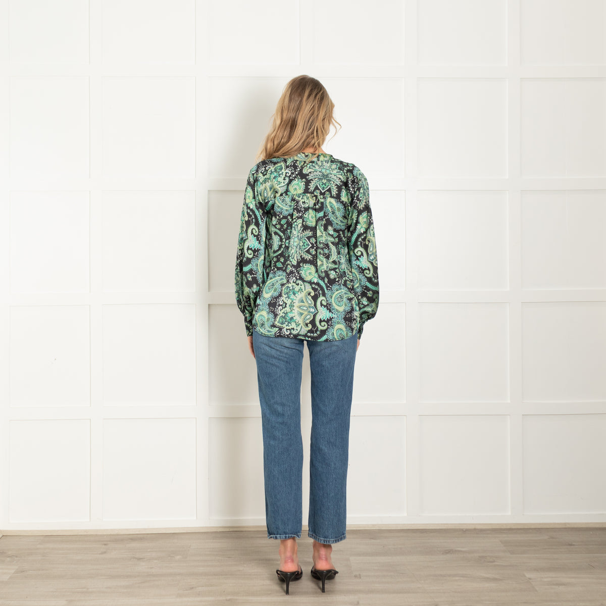 Karmamia Black Green Floral Paisley Blouse
