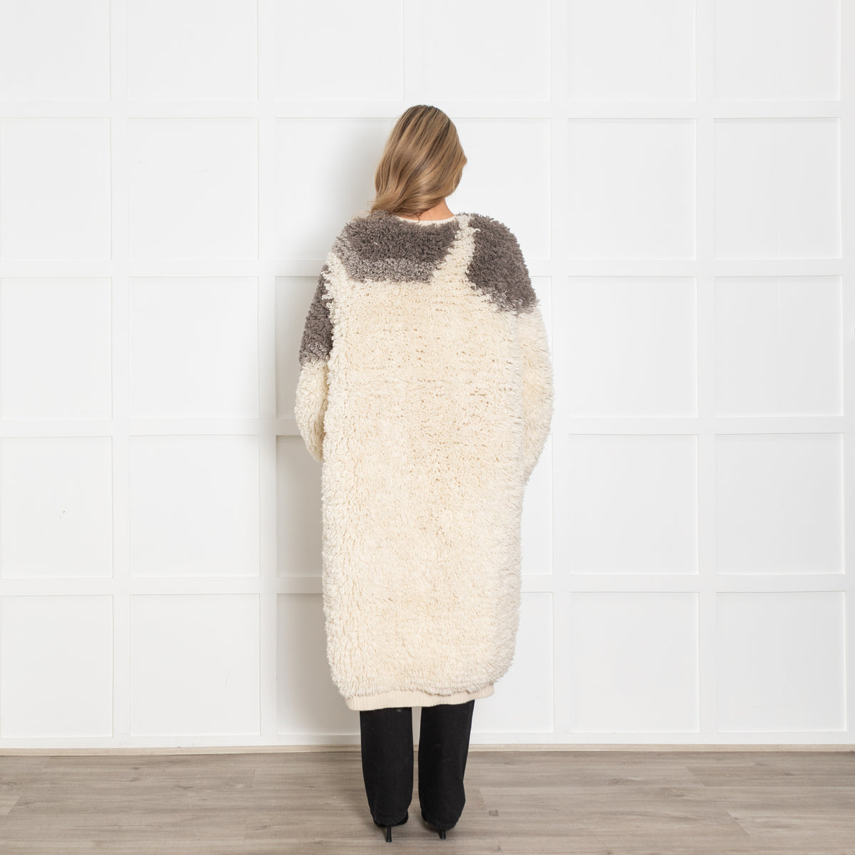 Raey Cream Hairy Tonal Chunky Recycled Cashmere Long Cardigan