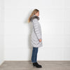 Laurel Grey Nylon Puffer Jaclkey with Fur Trim Hood