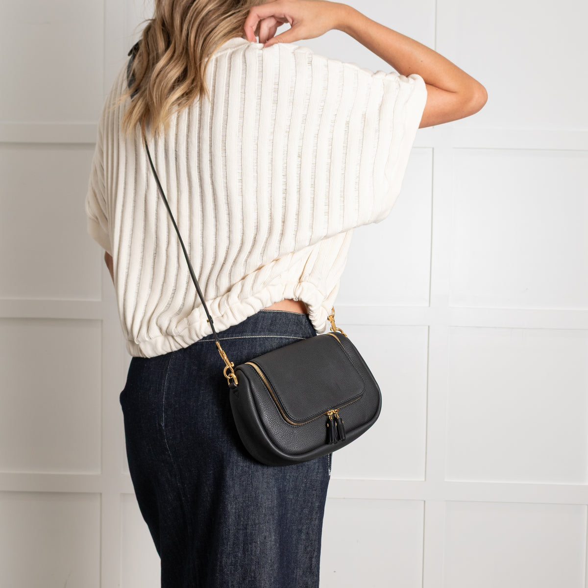 Anya Hindmarch Black Leather Vere Crossbody Bag