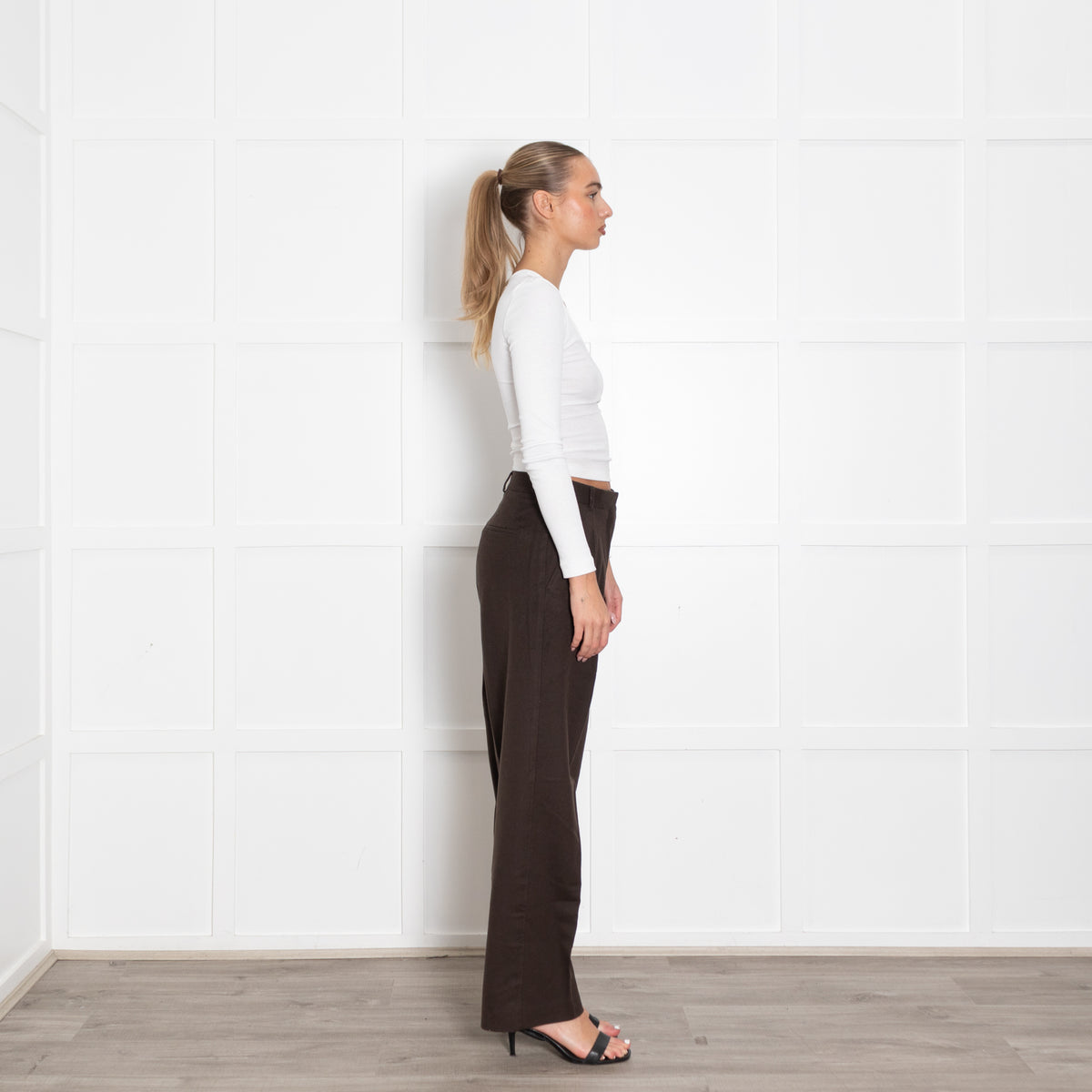 Officine Generale Brown Pleated Front Wide Leg Trousers