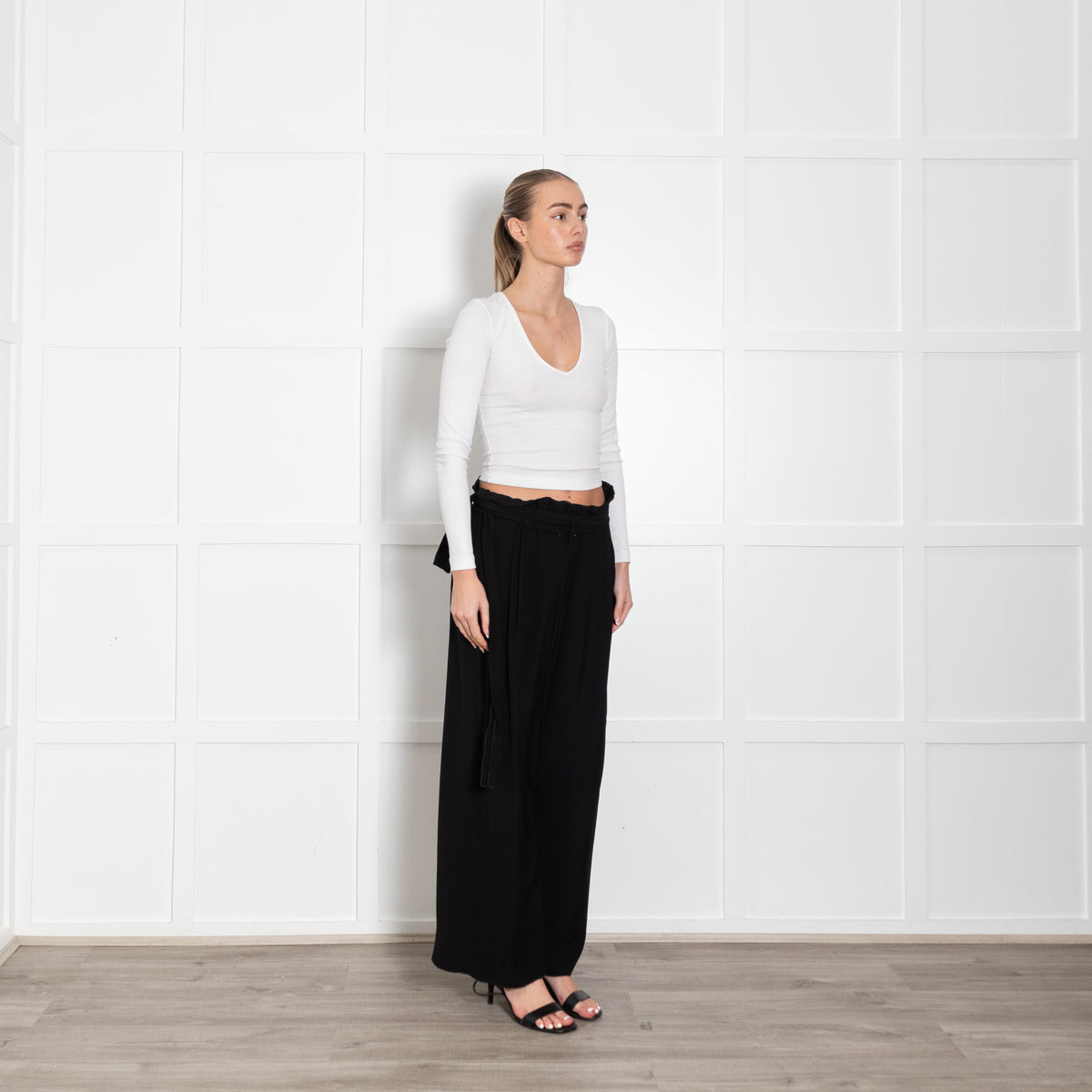 Forte Forte Black Elasticated Waist Wide Leg Trousers