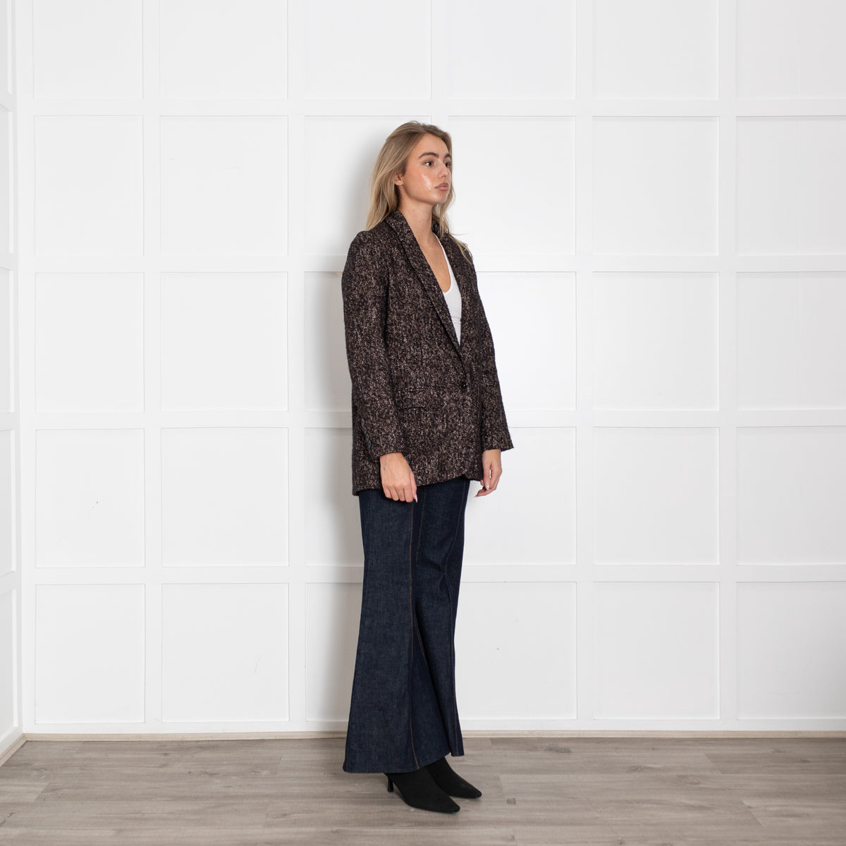 Sessun Brown Black Cream Fleck Blazer Jacket
