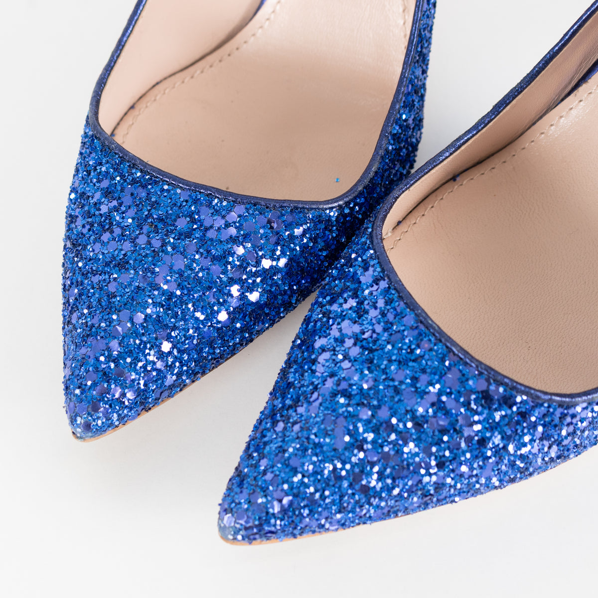Miu Miu Blue Glitter Heeled Shoes