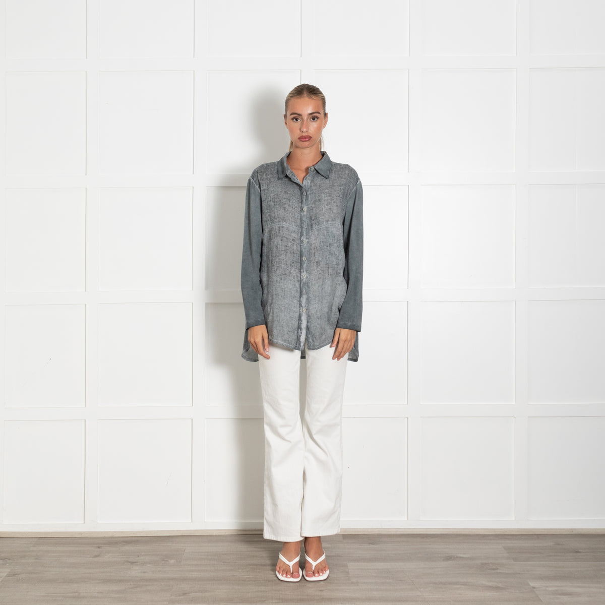 Grizas Grey Linen Long Sleeve Shirt