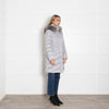 Laurel Grey Nylon Puffer Jaclkey with Fur Trim Hood