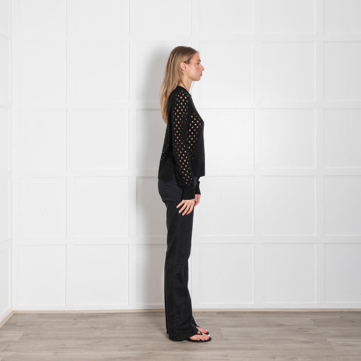 Zadig & Voltaire Black Open Knit Cashmere Knit Sweater