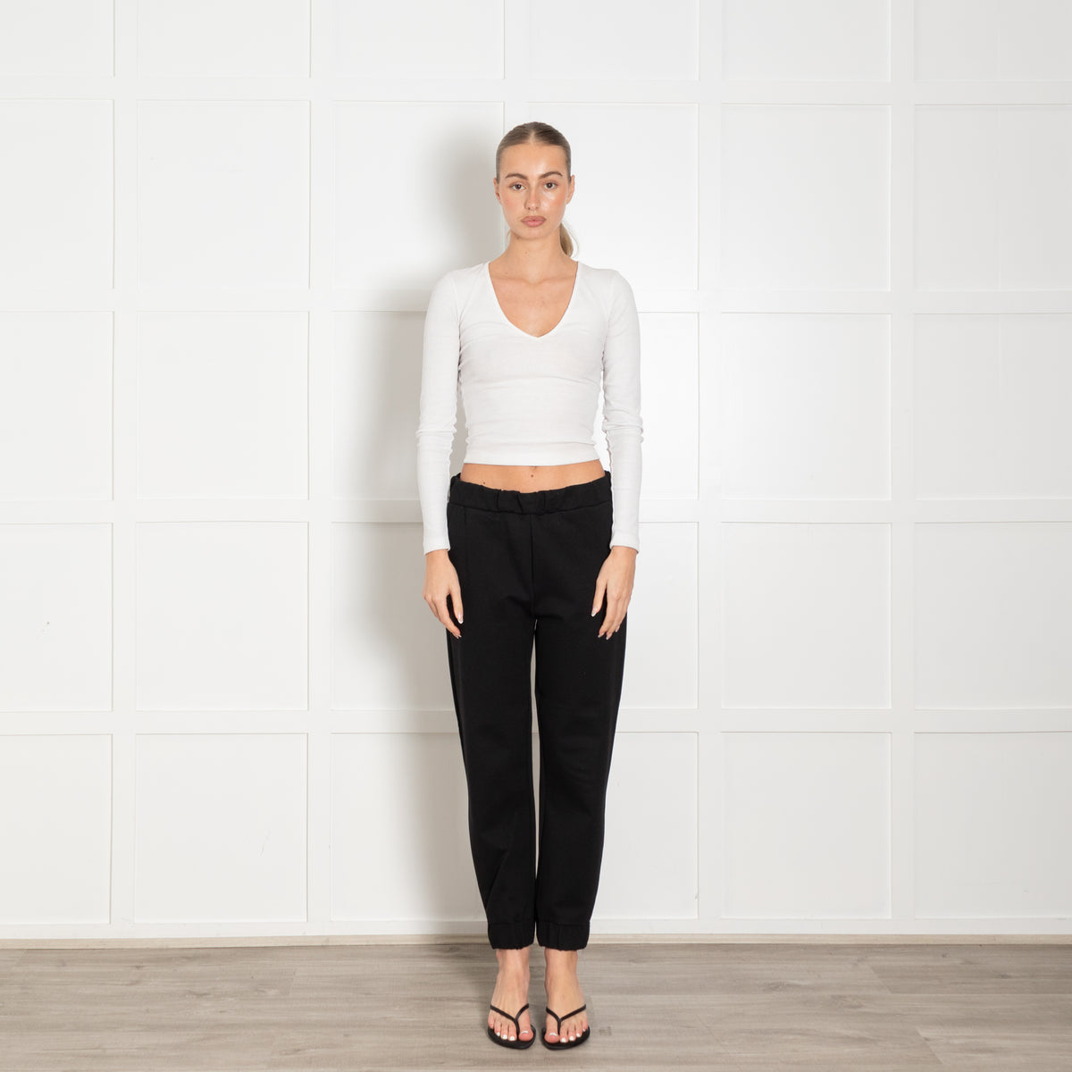 Velvet Black Elasticated Waist & Ankle Joggers