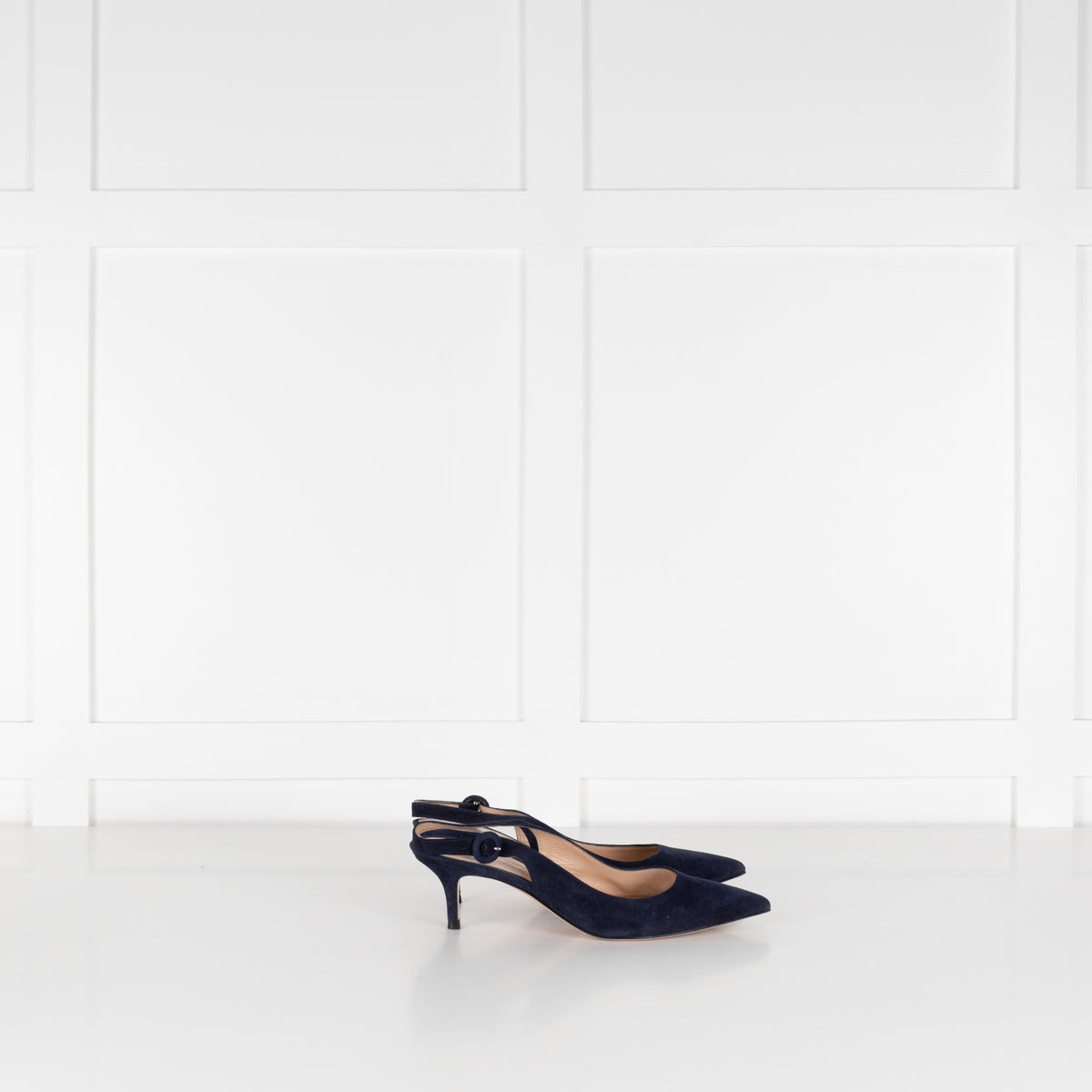 Gianvito Rossi Navy Blue Suede Slingbacks