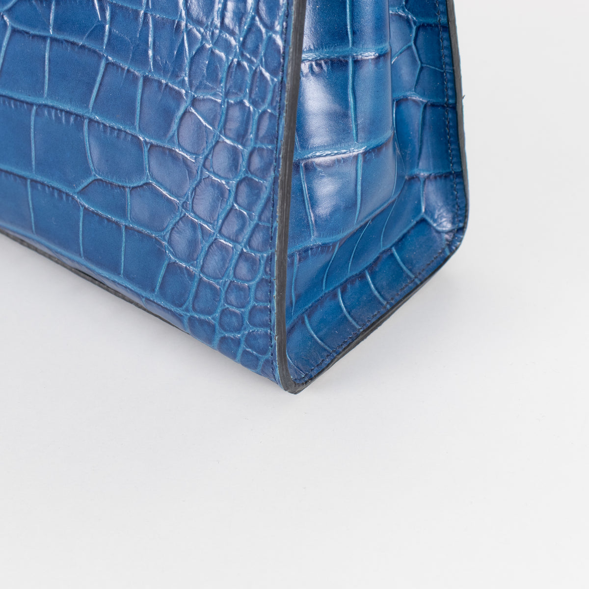 LaLage Beaumont Maya East West Blue Crocodile Print Bag