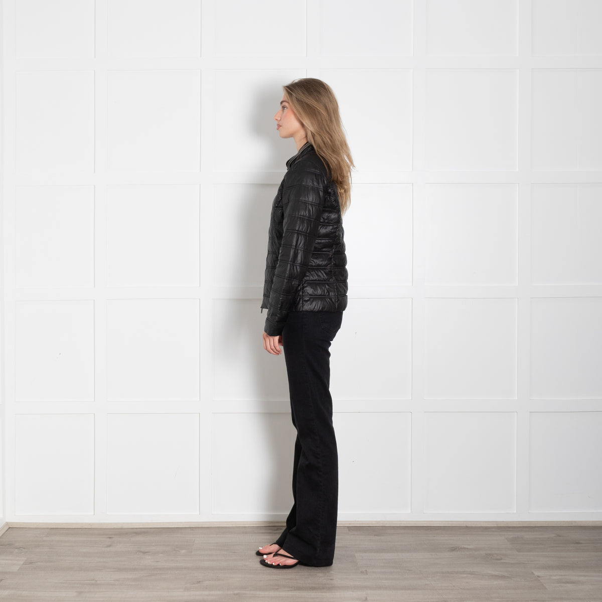 Rino & Pelle Black Nylon Mix Puffa Jacket With Silver Beading