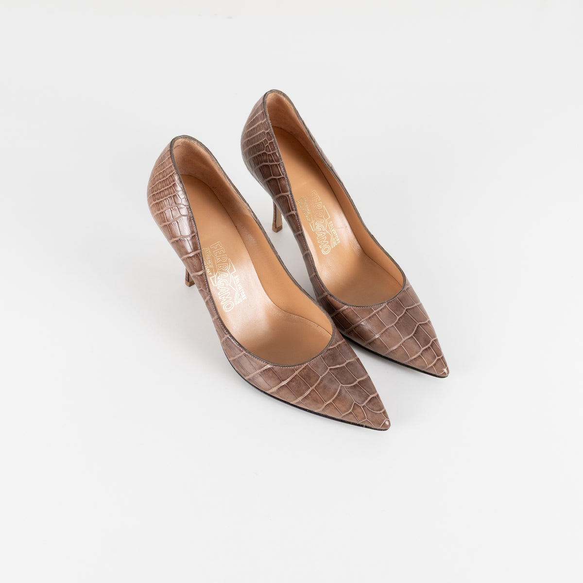 Salvatore Ferragamo Croc Heeled Shoes