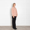 Goelia Pink Pearl Button Collarless Jacket