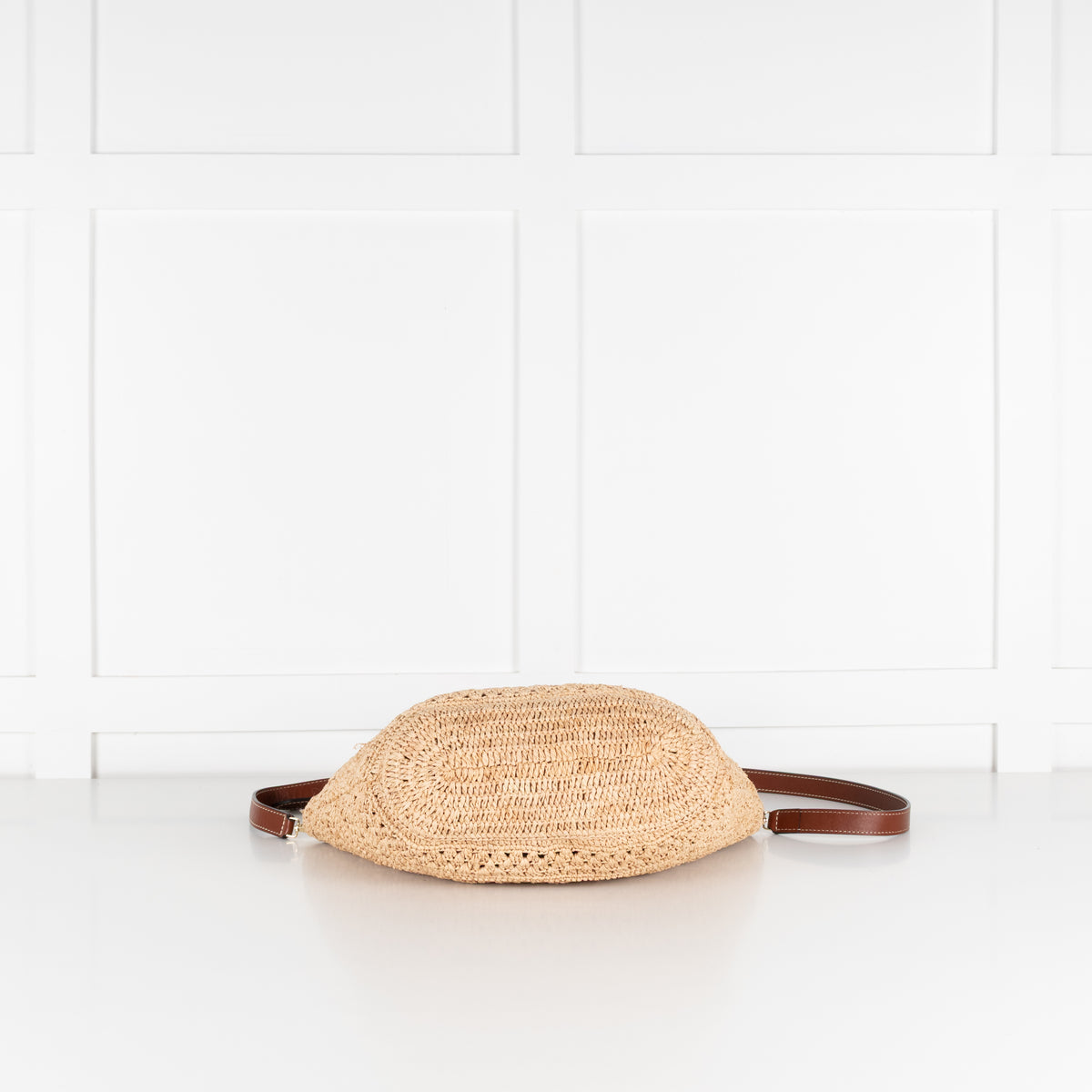 Ba&Sh Brown Ara Raffia Leather Hand Bag
