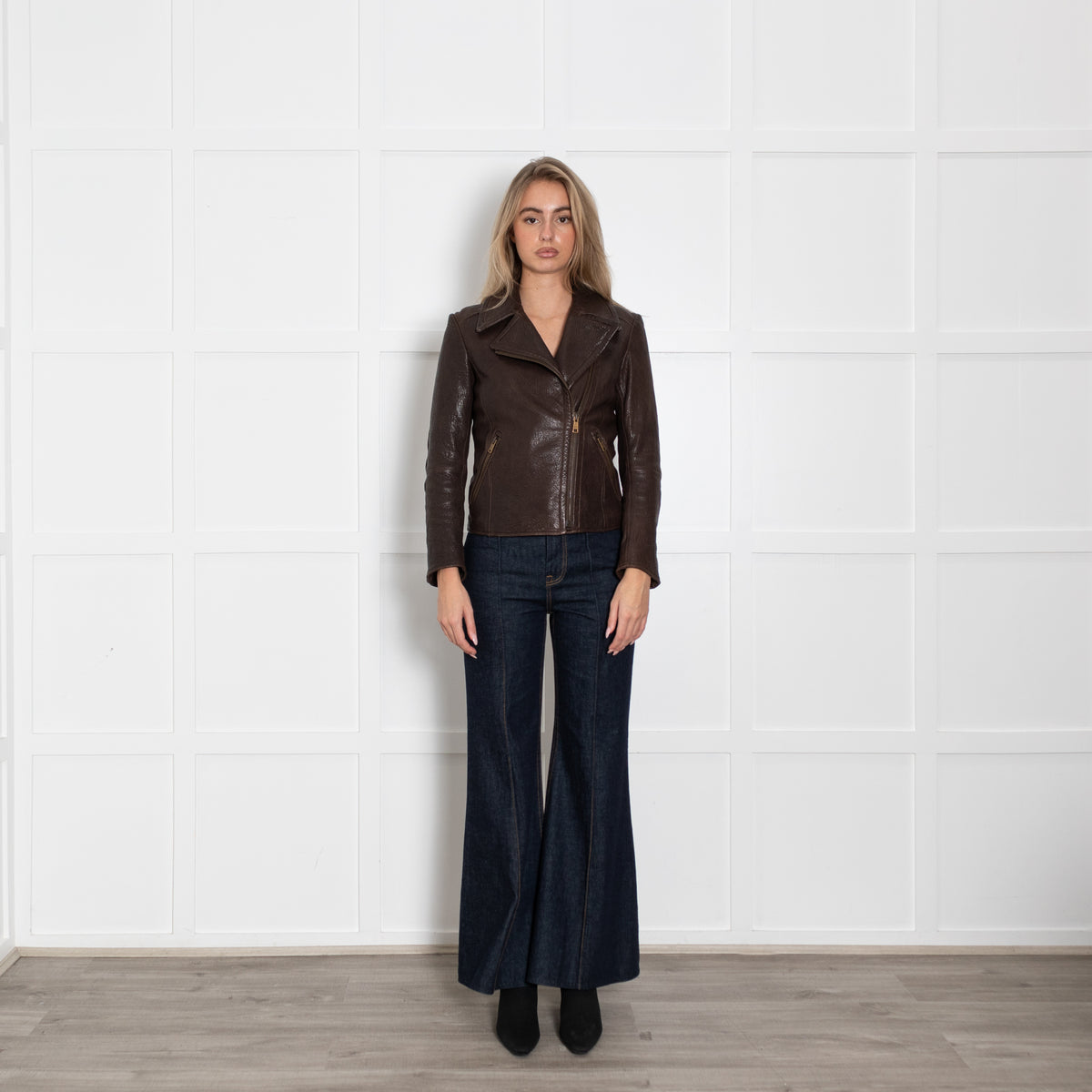 Prada Brown Leather Biker Jacket