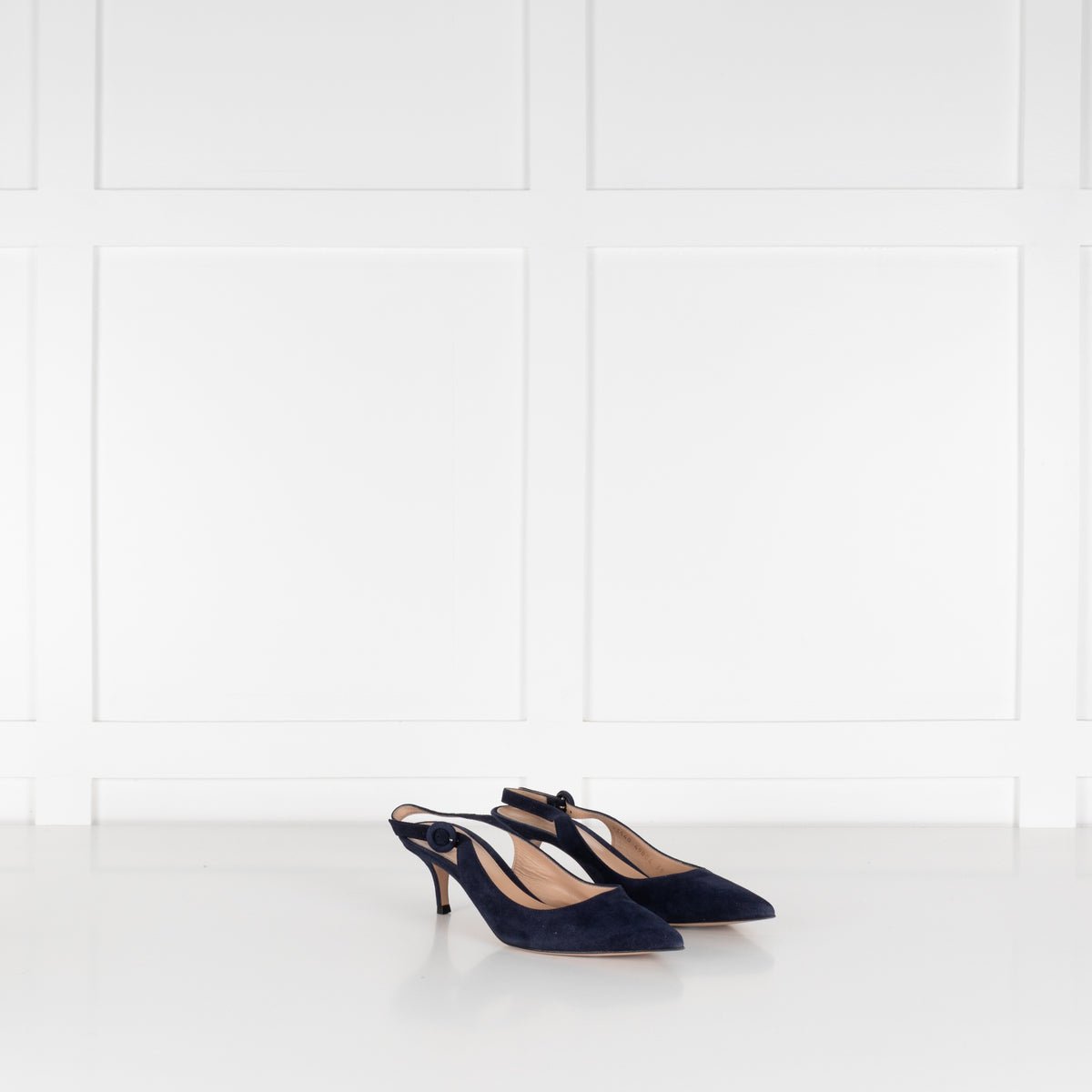 Gianvito Rossi Navy Blue Suede Slingbacks