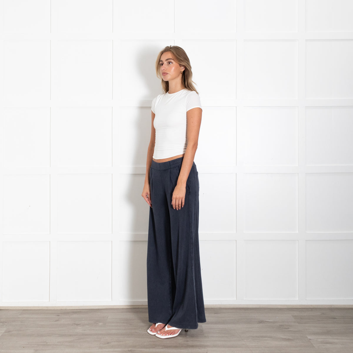 Me + Em Navy Wide Leg Pull On Trousers
