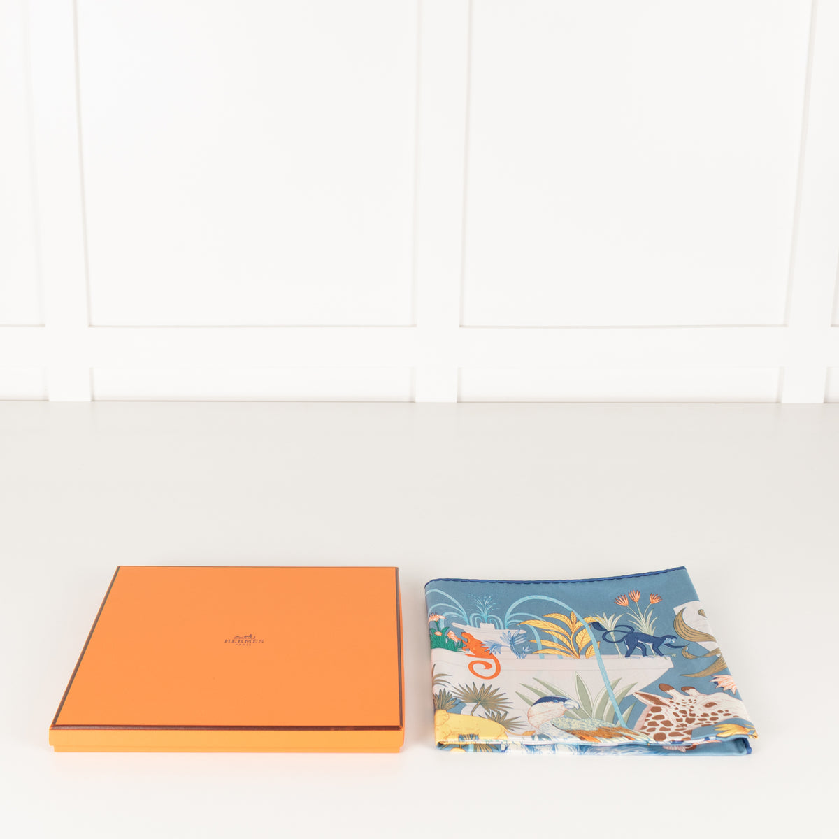 Hermes Silk Blue Multi Print Precious Paradise Scarf