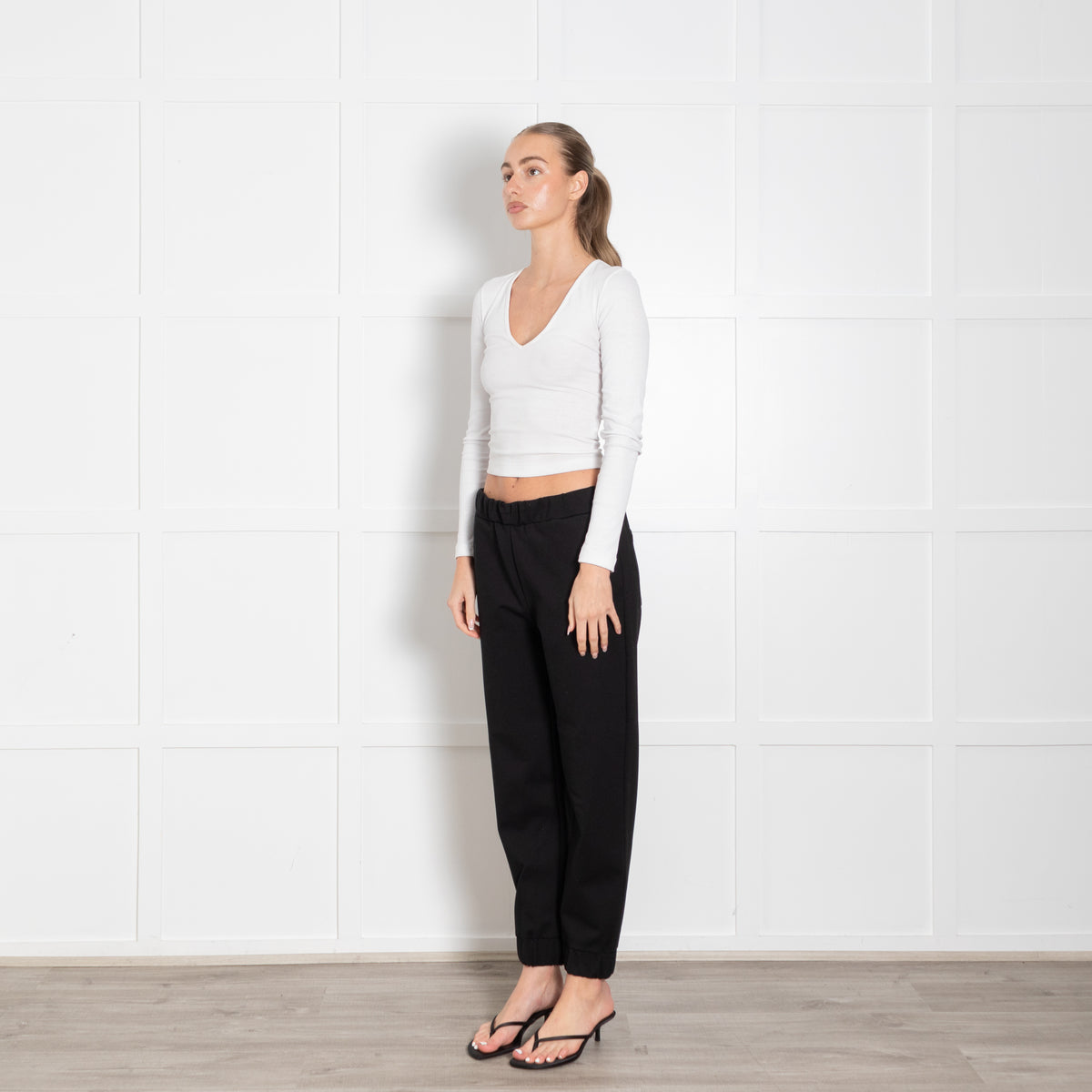 Velvet Black Elasticated Waist & Ankle Joggers