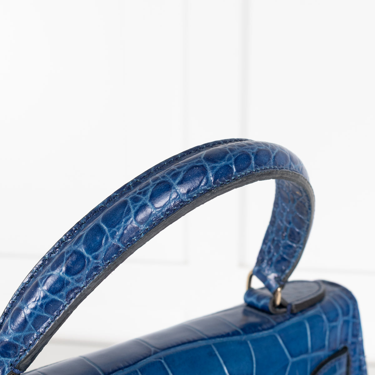 LaLage Beaumont Maya East West Blue Crocodile Print Bag