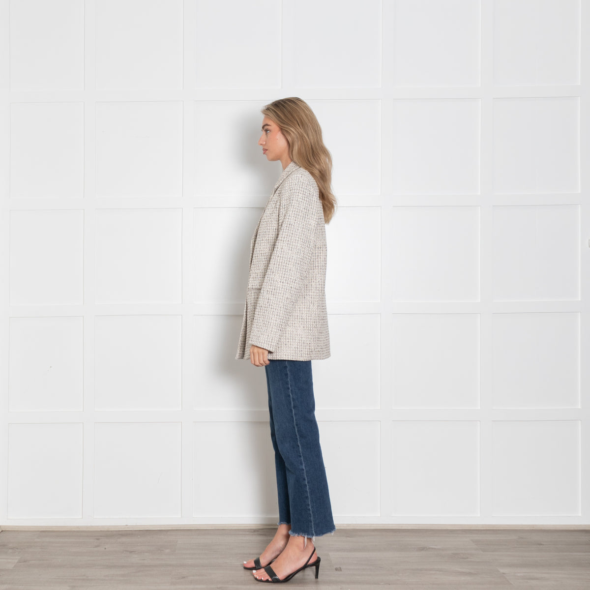 Claudie Pierlot Cream and Beige Tweed Blazer
