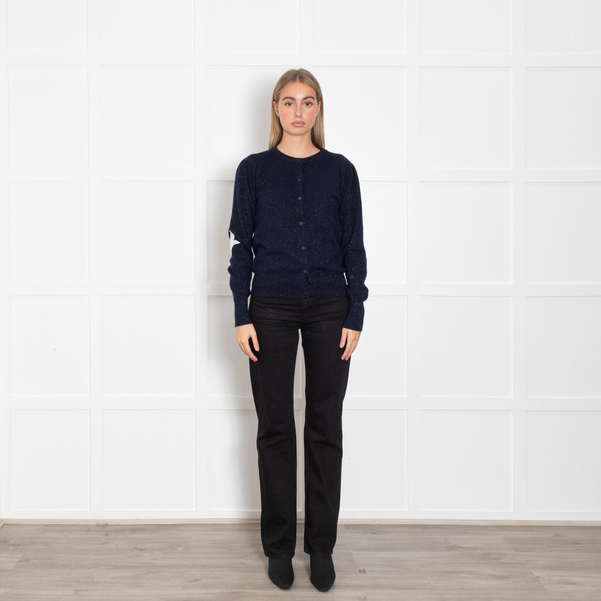 Wyse Blue Sparkle Cardigan With Star Elbow