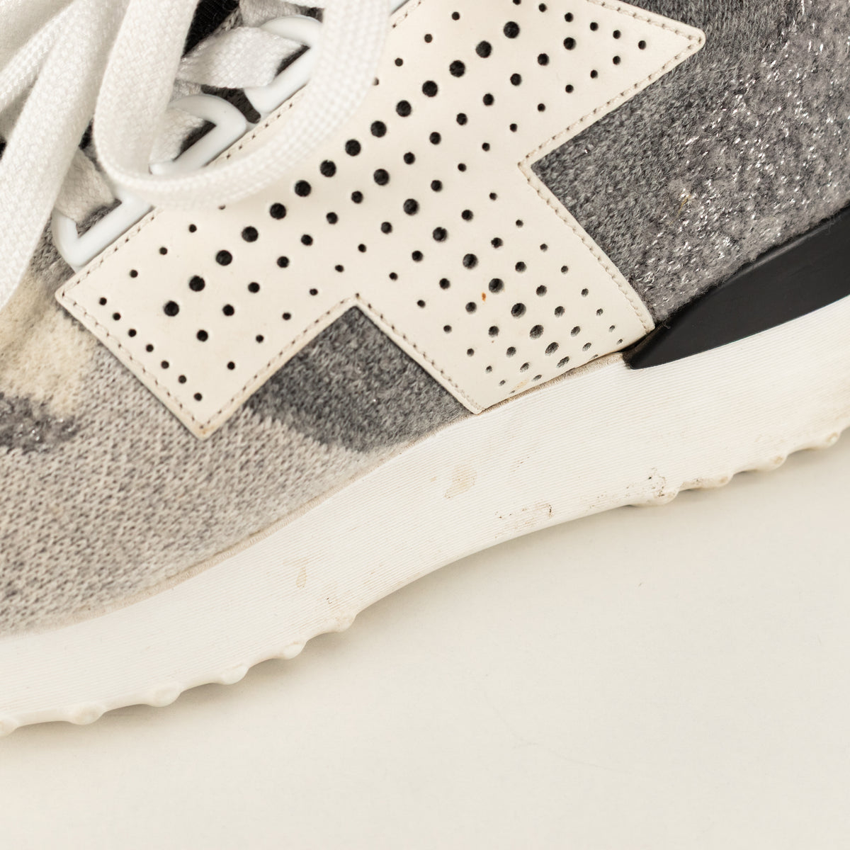 Tods Grey White Silver Lurex Knit Trainers
