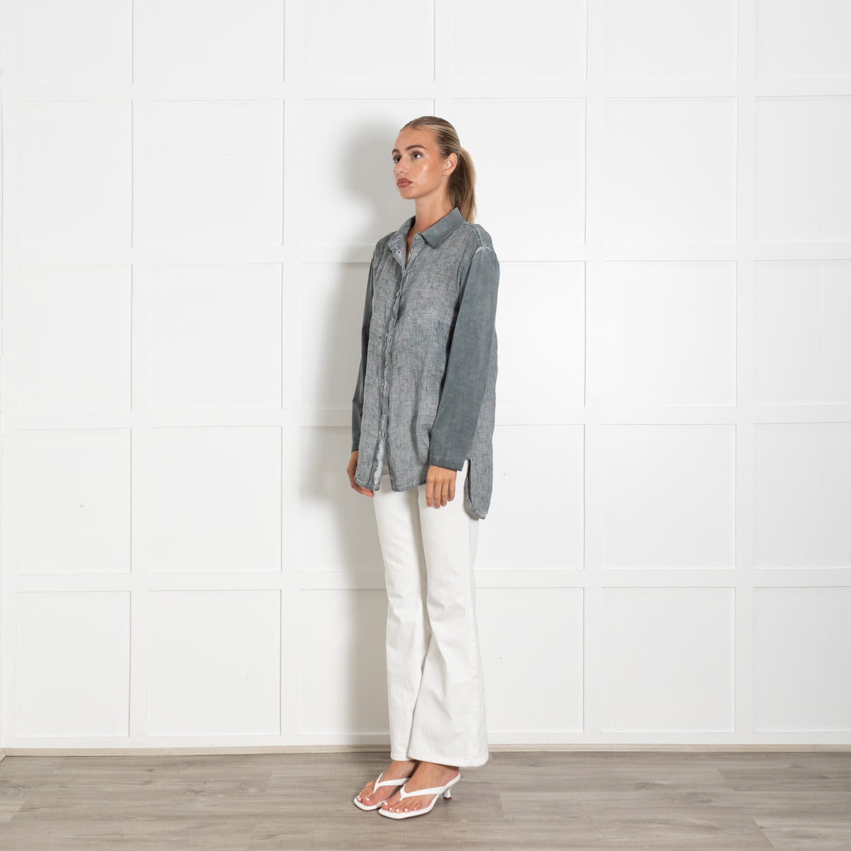 Grizas Grey Linen Long Sleeve Shirt