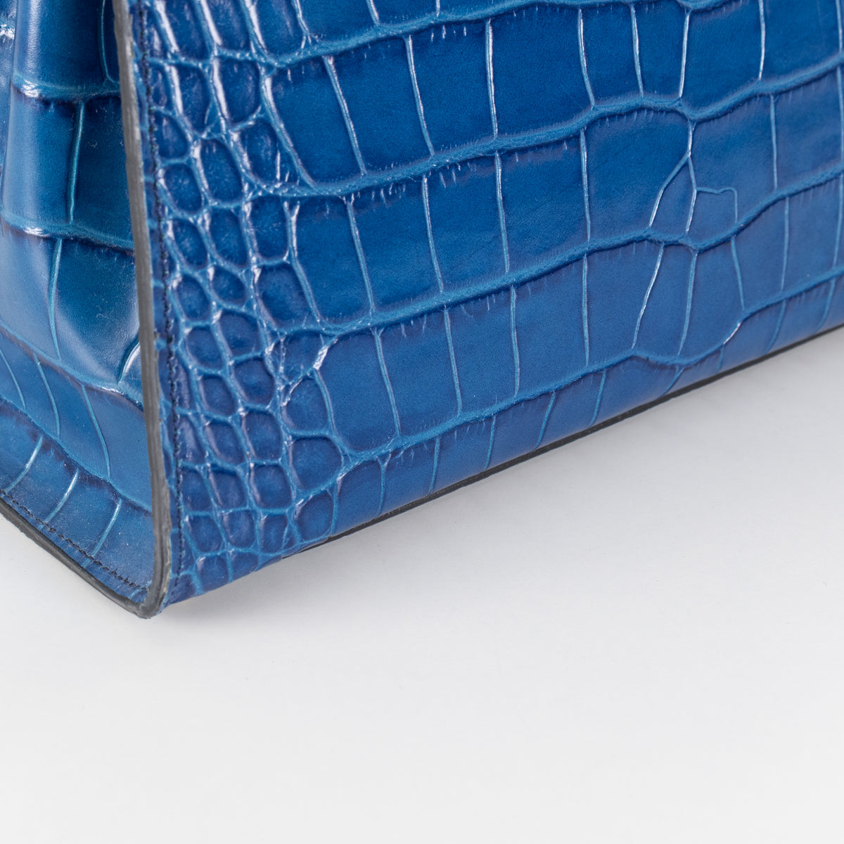 LaLage Beaumont Maya East West Blue Crocodile Print Bag