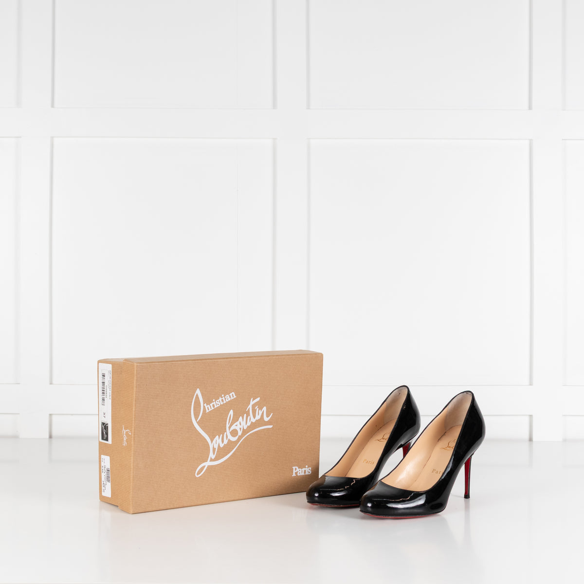 Christian Louboutin Black Patent Fifi Mid Heel Shoes