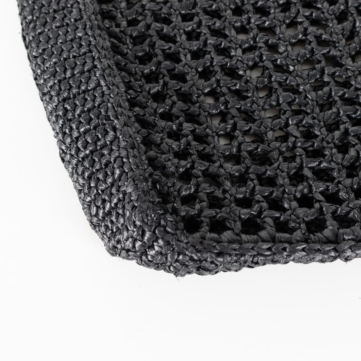 Prada Black White Logo Embellished Crochet Bag