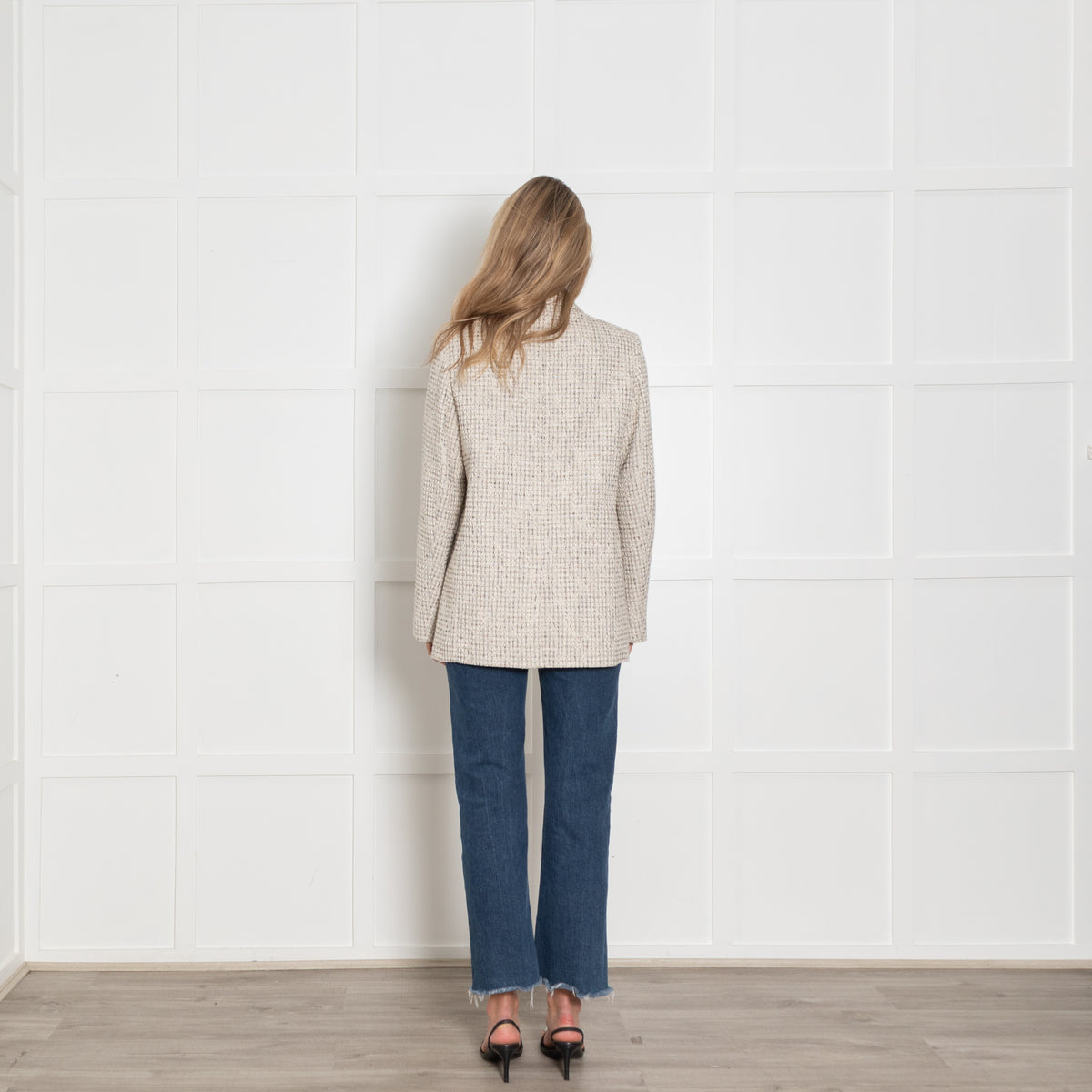 Claudie Pierlot Cream and Beige Tweed Blazer
