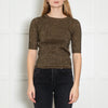 Soeur Brown Gold Lurex Short Sleeved Rib Jumper