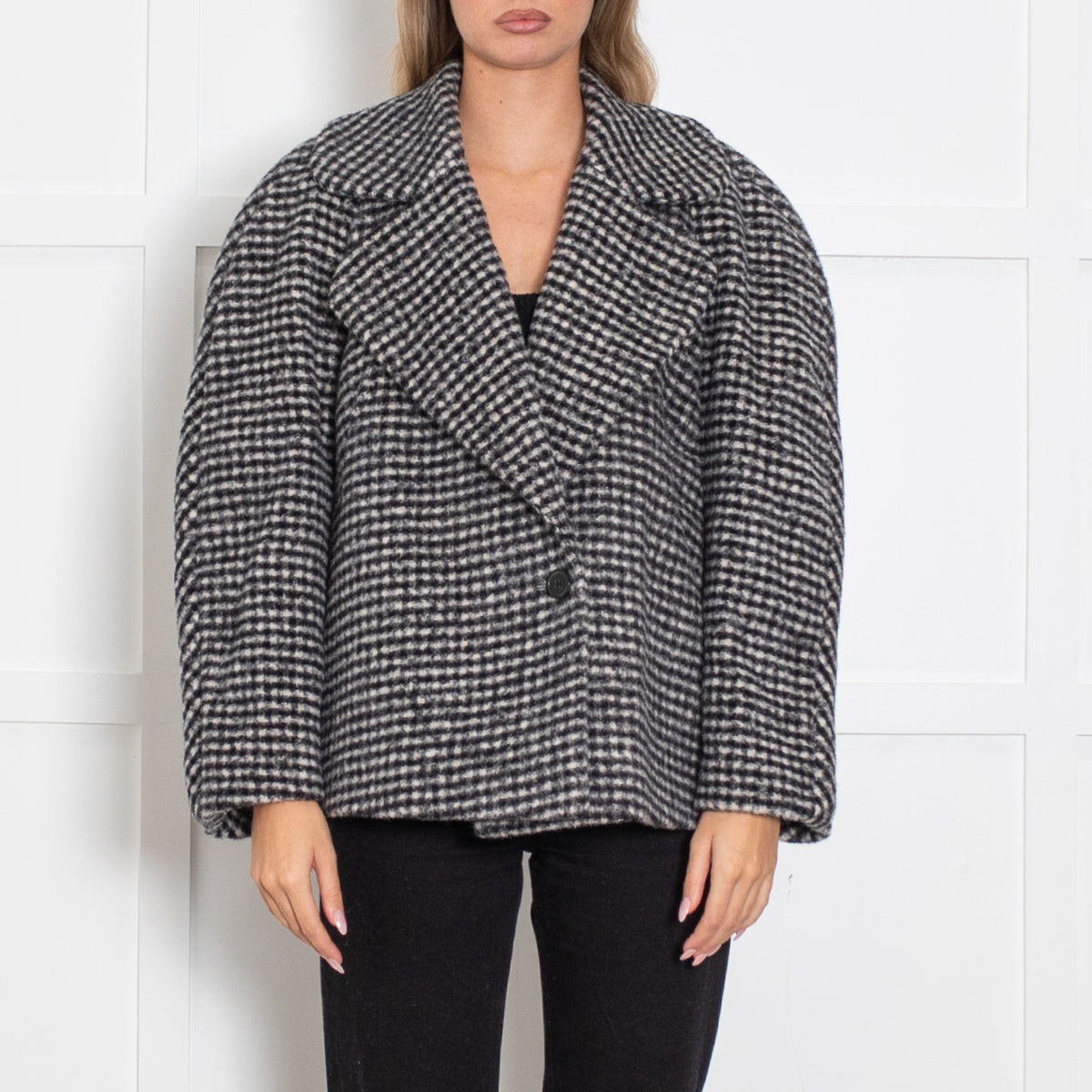 Dries Van Noten Black and Grey Check Short Jacket