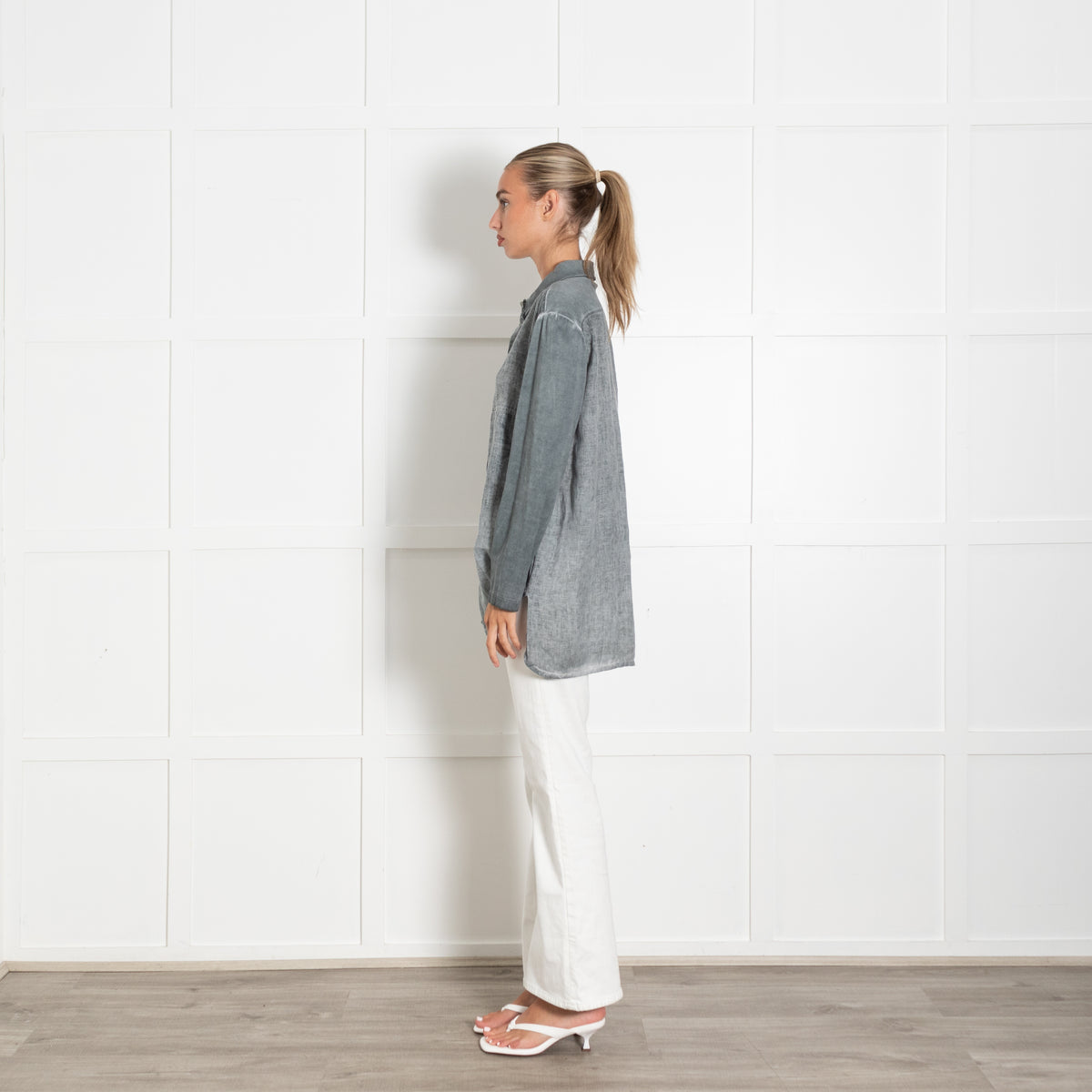 Grizas Grey Linen Long Sleeve Shirt
