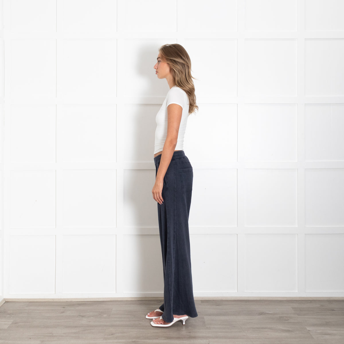 Me + Em Navy Wide Leg Pull On Trousers