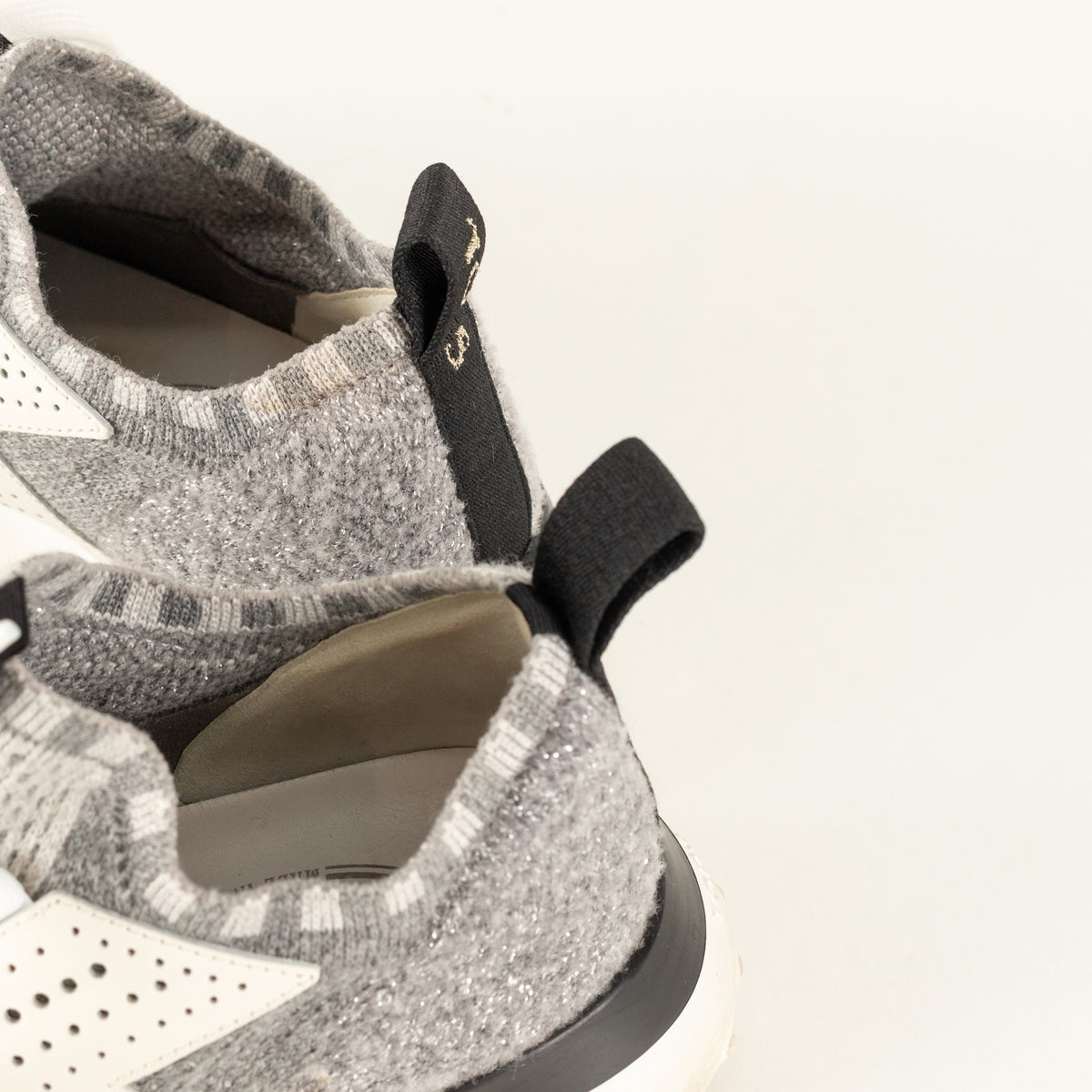 Tods Grey White Silver Lurex Knit Trainers