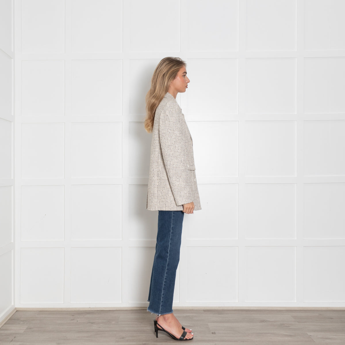 Claudie Pierlot Cream and Beige Tweed Blazer