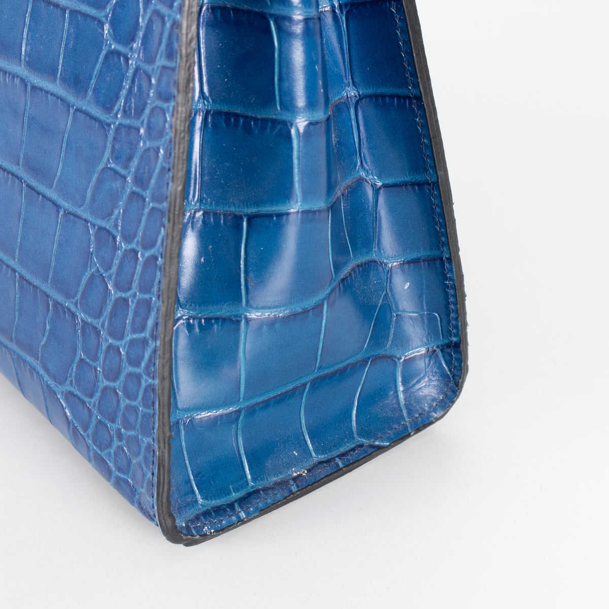 LaLage Beaumont Maya East West Blue Crocodile Print Bag