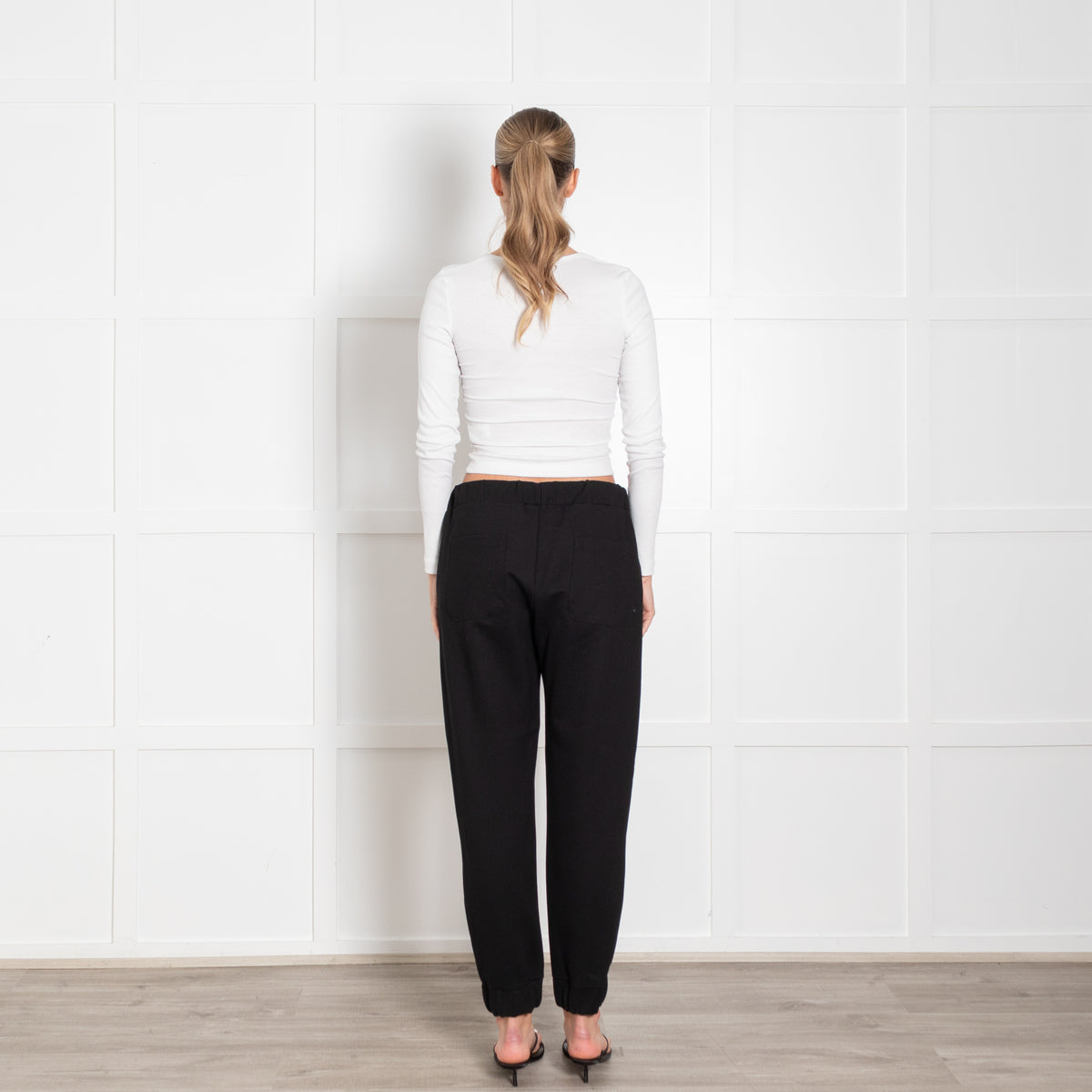 Velvet Black Elasticated Waist & Ankle Joggers