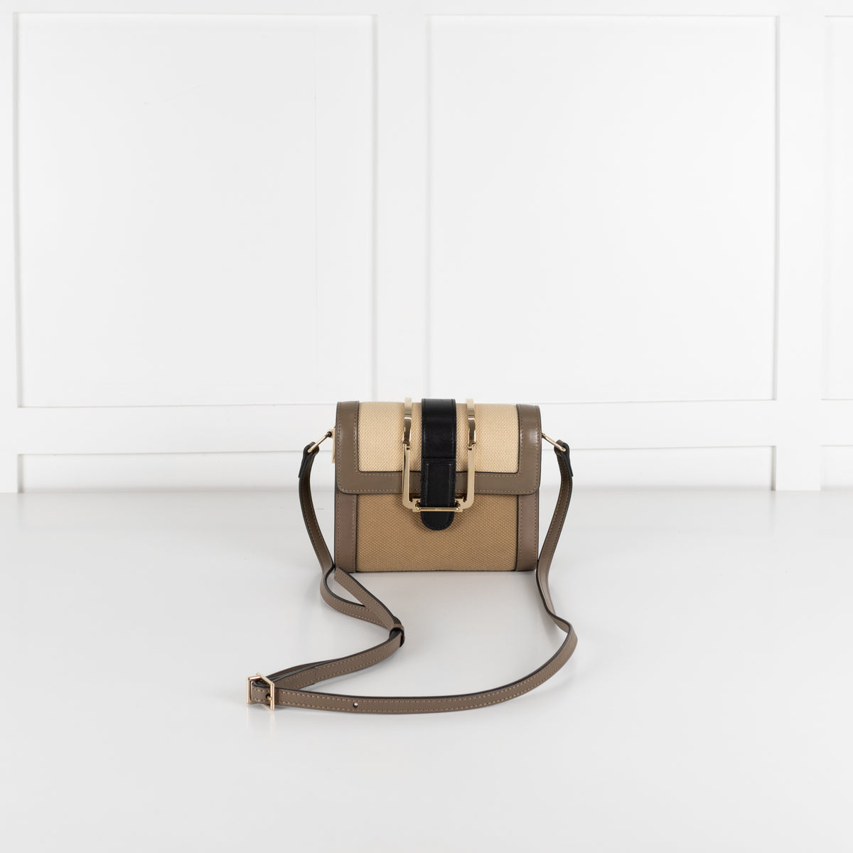 Chloe Olive Green Canvas Leather Trim Bronte Crossbody Bag
