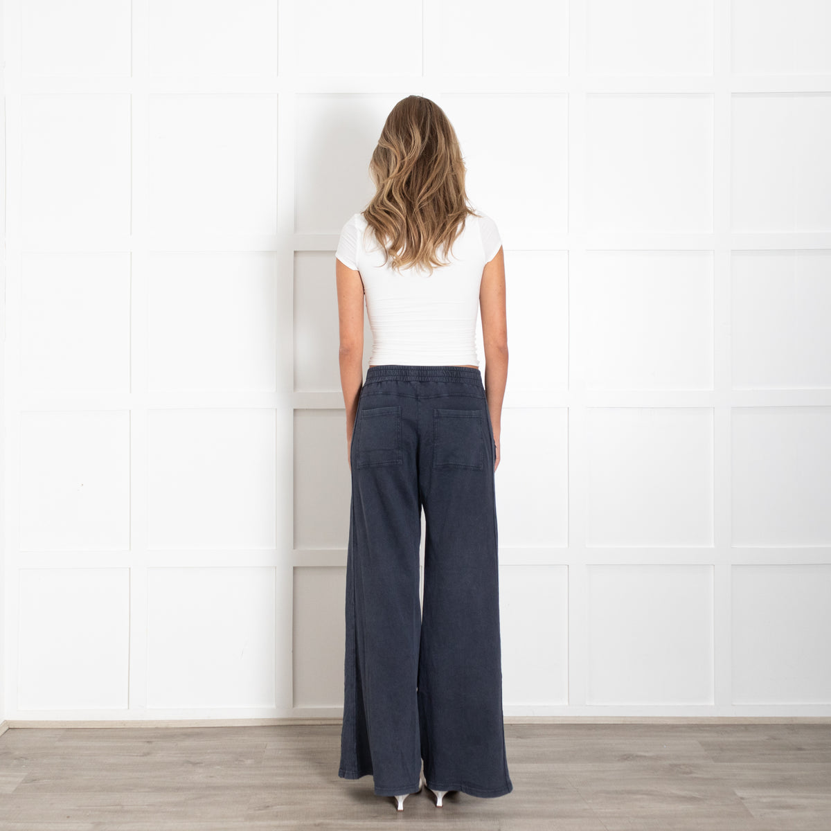 Me + Em Navy Wide Leg Pull On Trousers